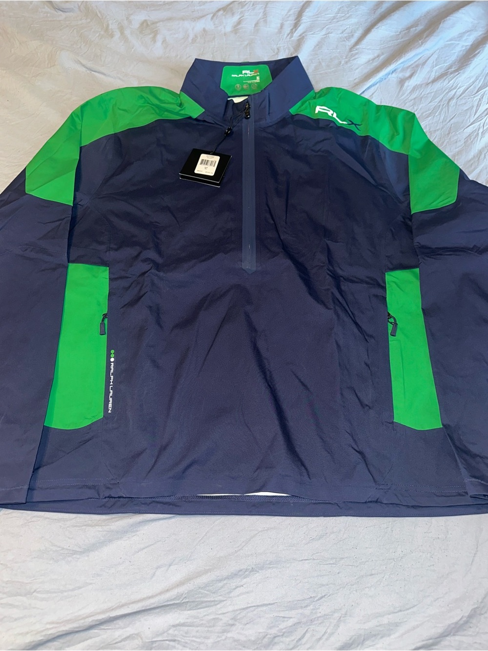 RLX Ralph Lauren Navy and Green Half-Zip Windbreaker Pullover
